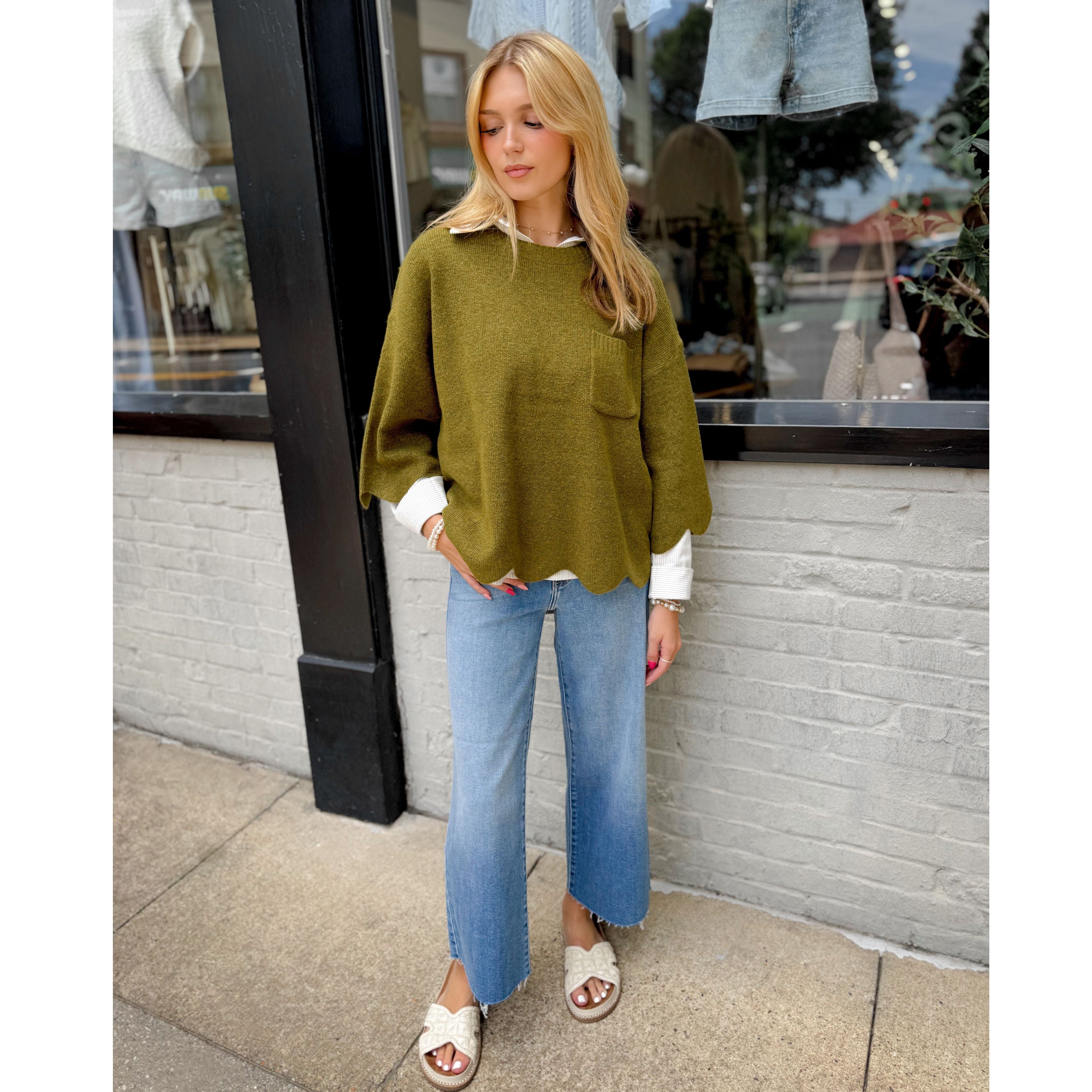 Hanna Scalloped Sweater - Joanna A. Boutique