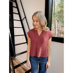 Alex Slub Knit Top | Marsala - Joanna A. Boutique