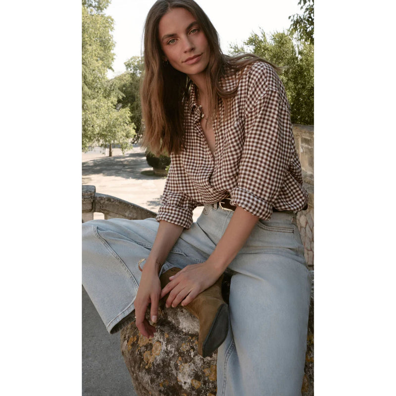 River Plaid Button Up | Chocolate Cherry