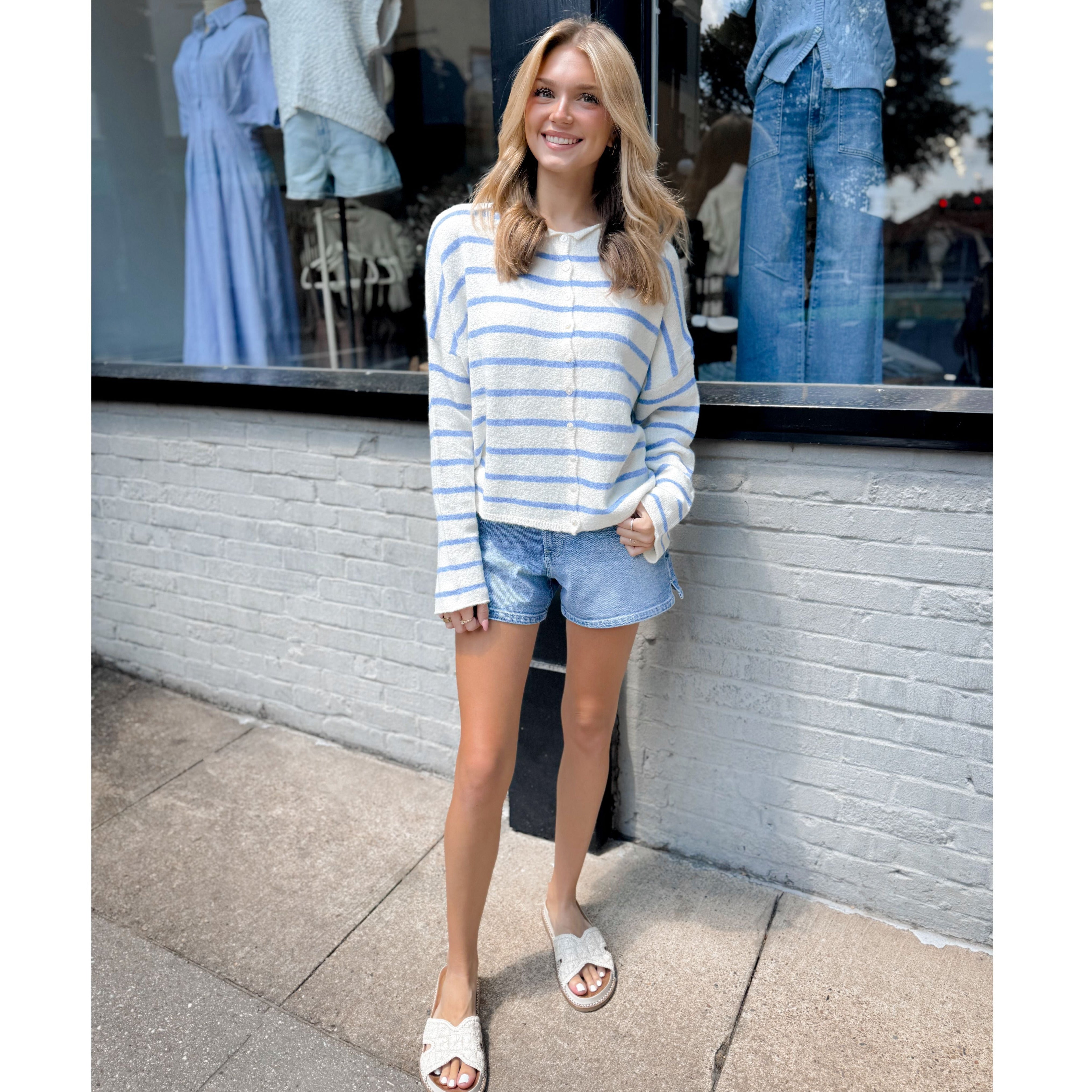 Mila Striped Cardigan | Ivory - Joanna A. Boutique
