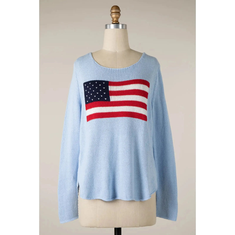 America Knit Sweater | Light Blue