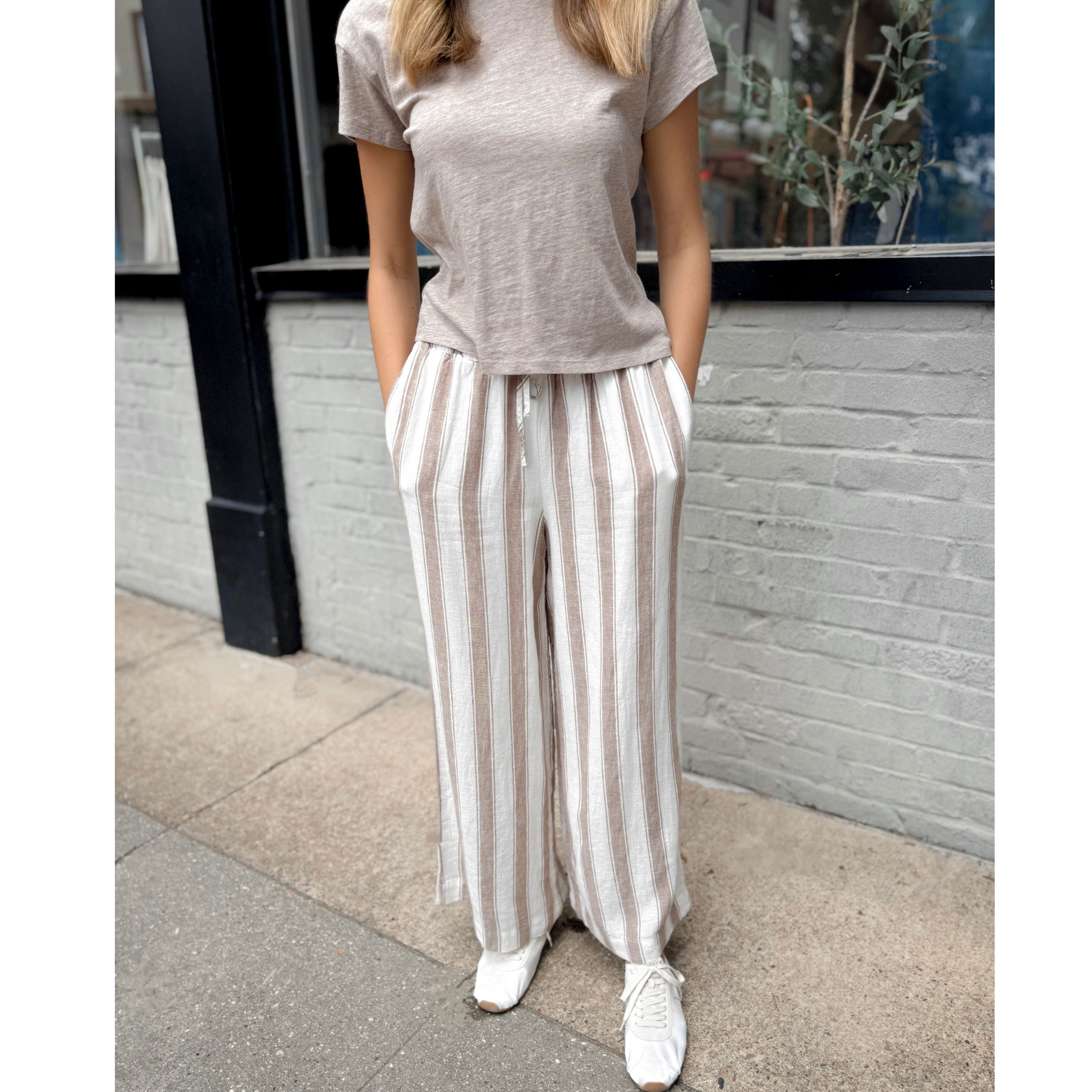 The Perfect Striped Pant | Toffee - Joanna A. Boutique