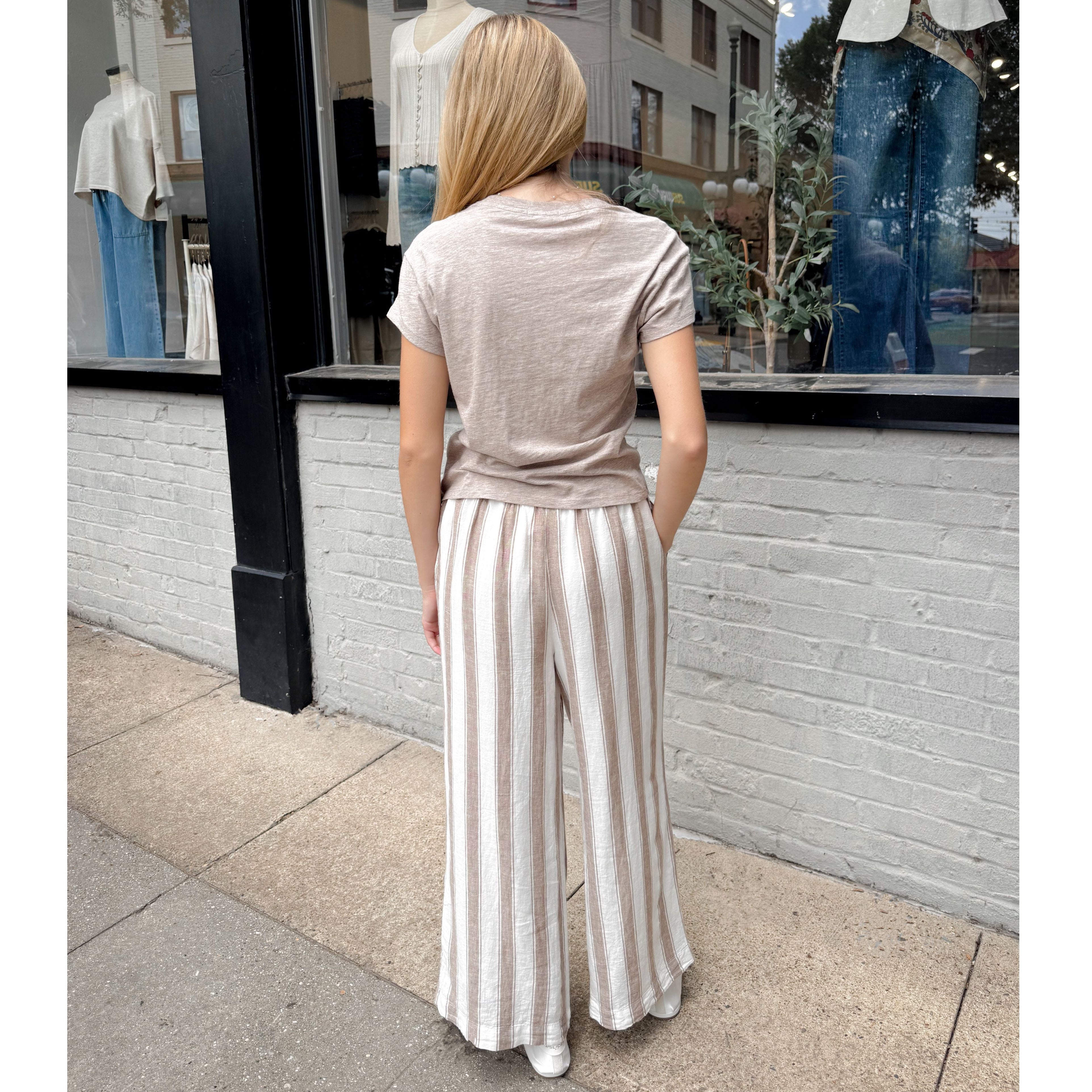 The Perfect Striped Pant | Toffee - Joanna A. Boutique