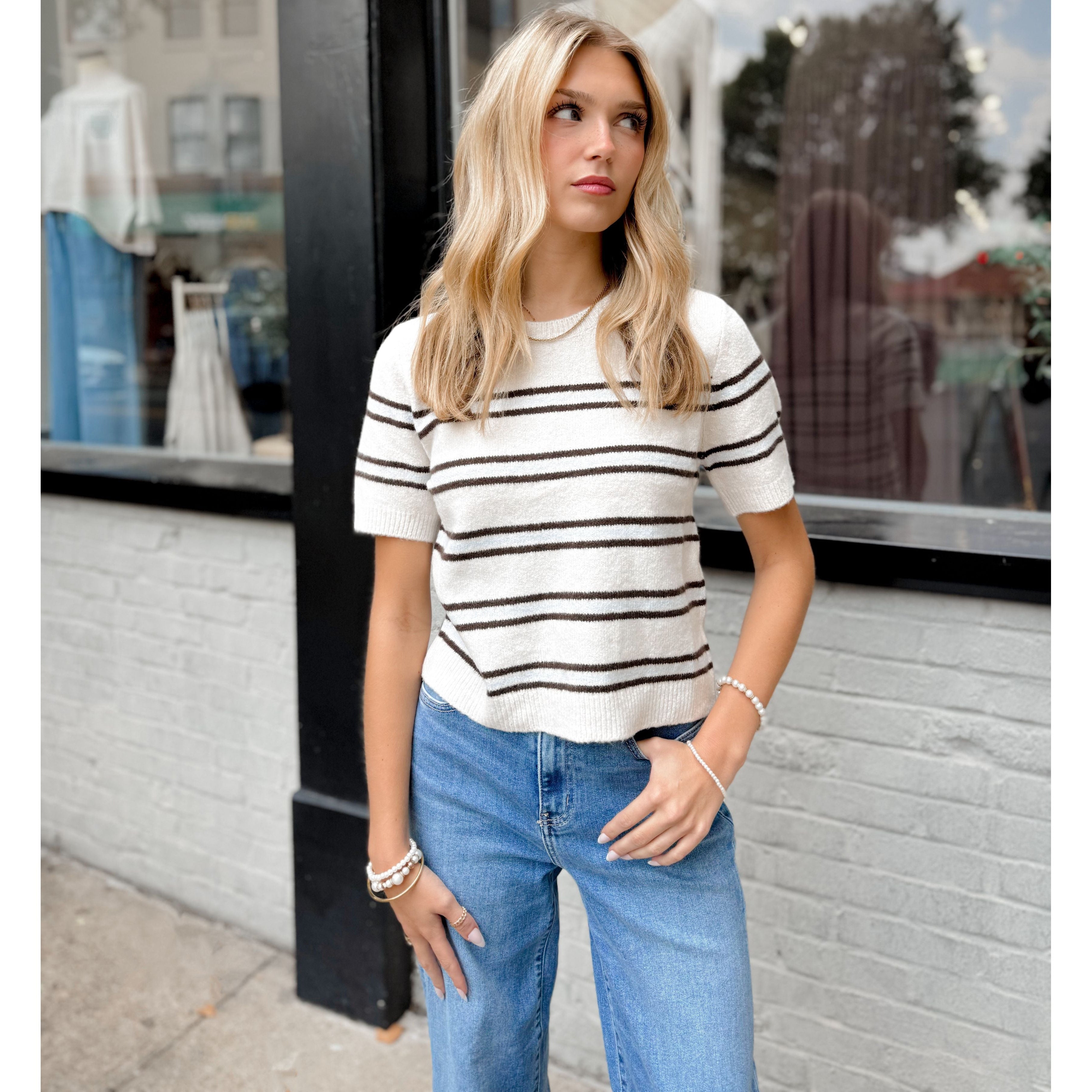 Gatewood Stripe Sweater | Oatmeal Heather - Joanna A. Boutique