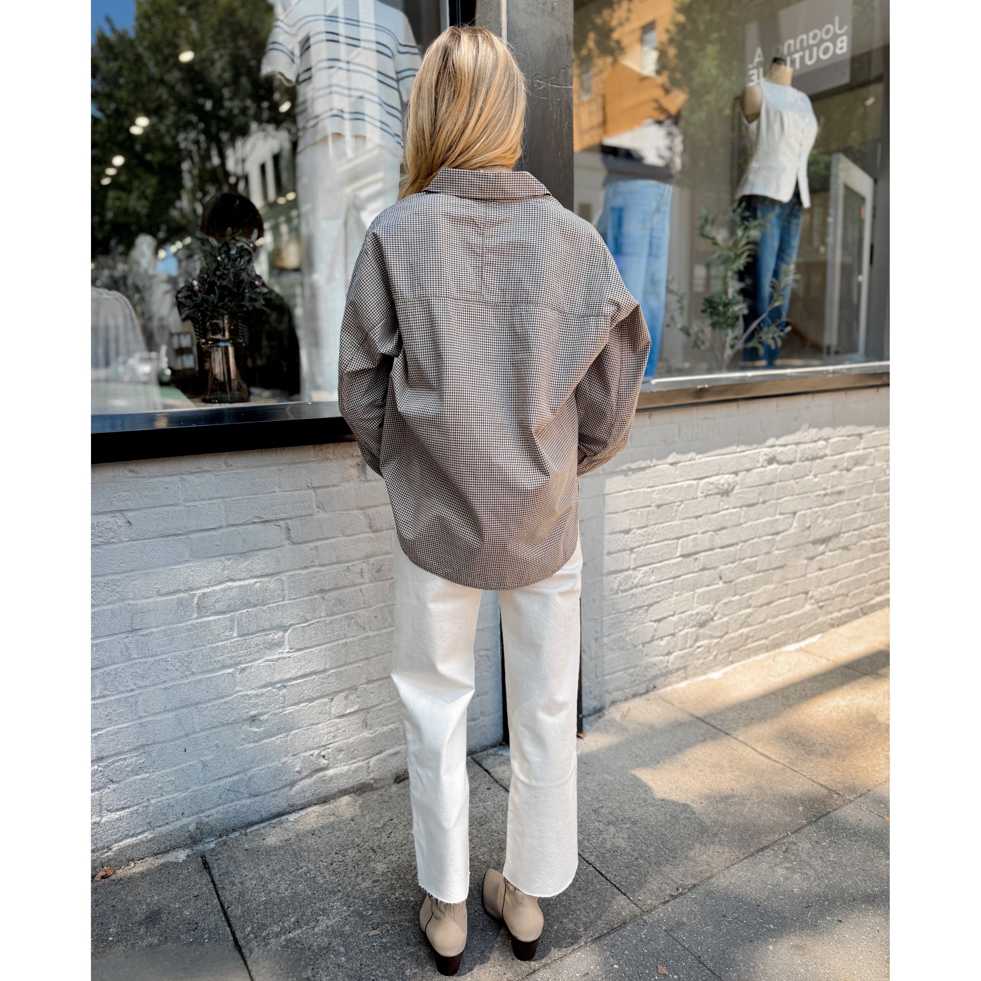 On Duty Gingham Button Up - Joanna A. Boutique