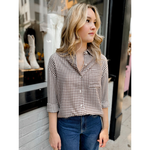 River Plaid Button Up | Chocolate Cherry