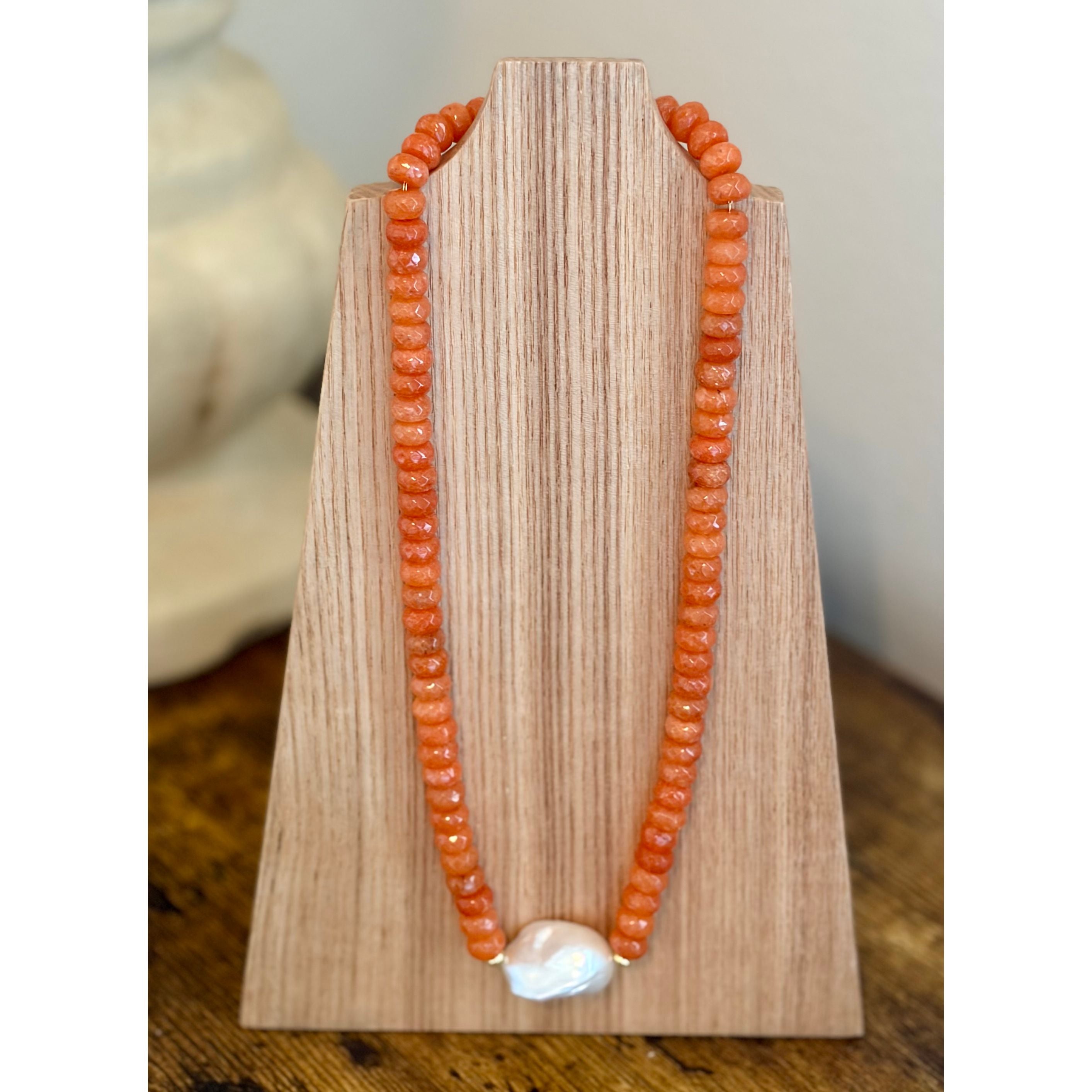 Susie Quartz Beaded Necklace | Rust - Joanna A. Boutique