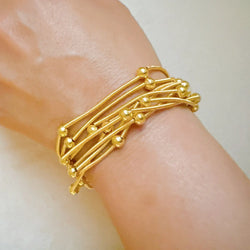 Beaded Stretch Bracelet 18K Gold Plated | Set of 8