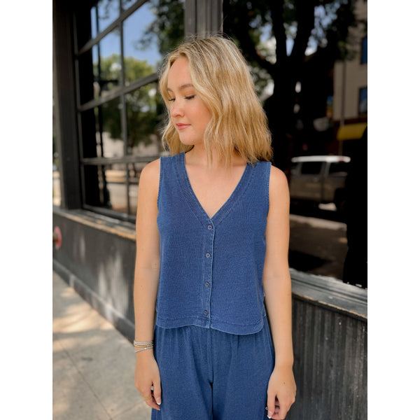 Solace Jersey Denim Top | Indigo