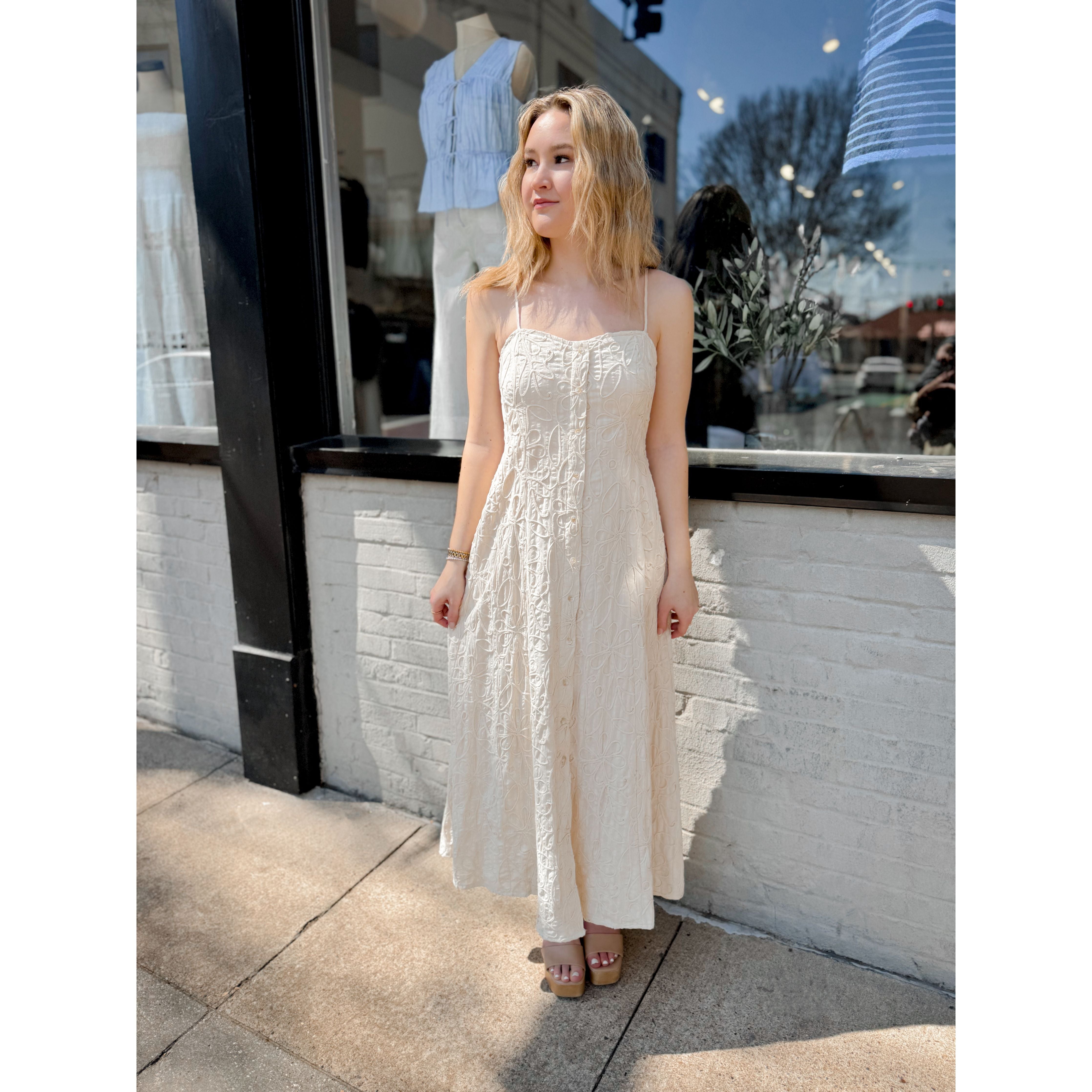 Angel Eyes Textured Midi Dress - Joanna A. Boutique