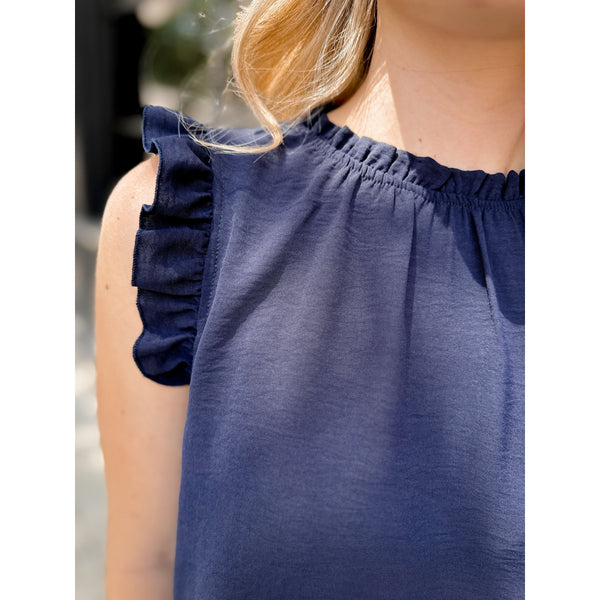 Celine Ruffle Top | Navy