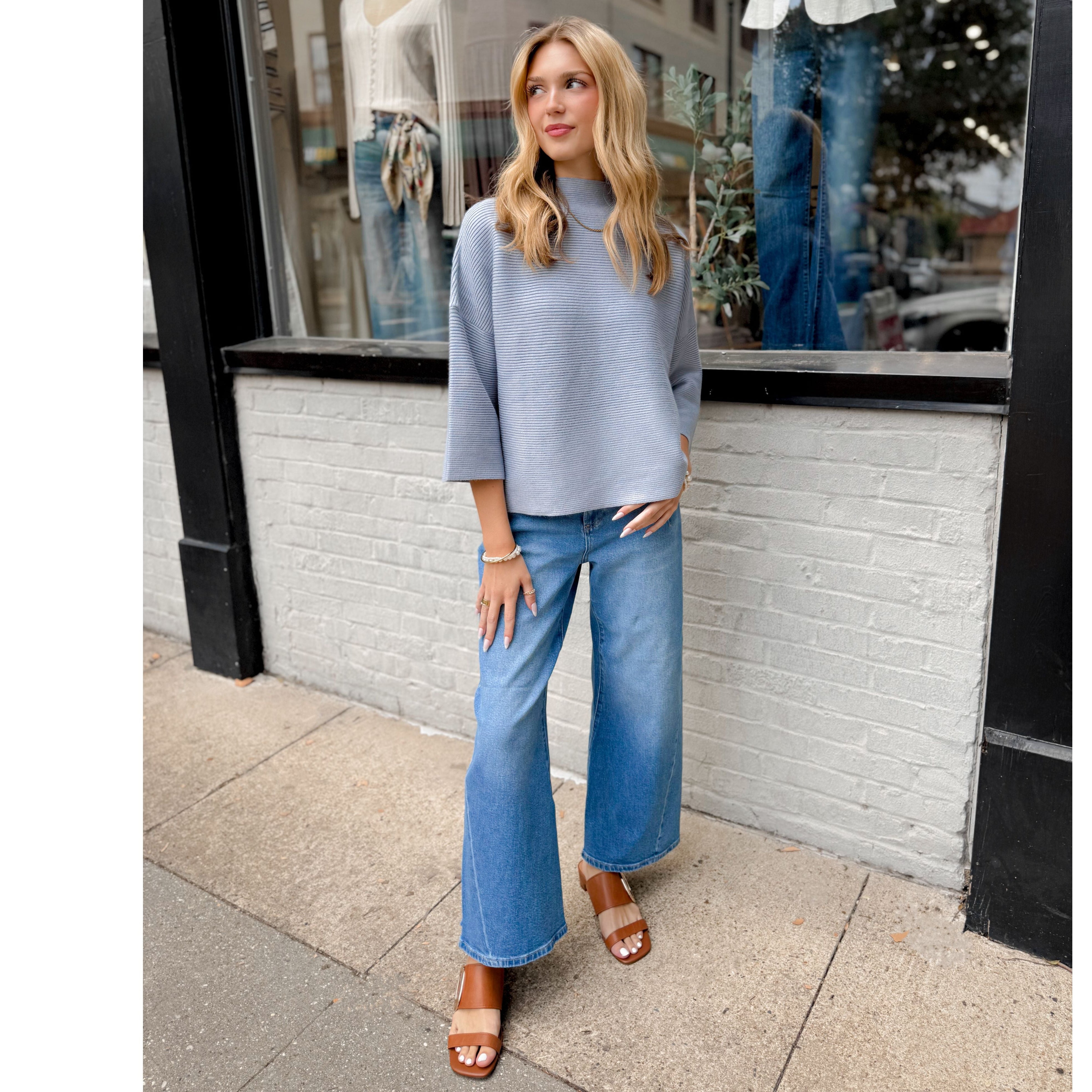 Elise Top | Haze Blue - Joanna A. Boutique