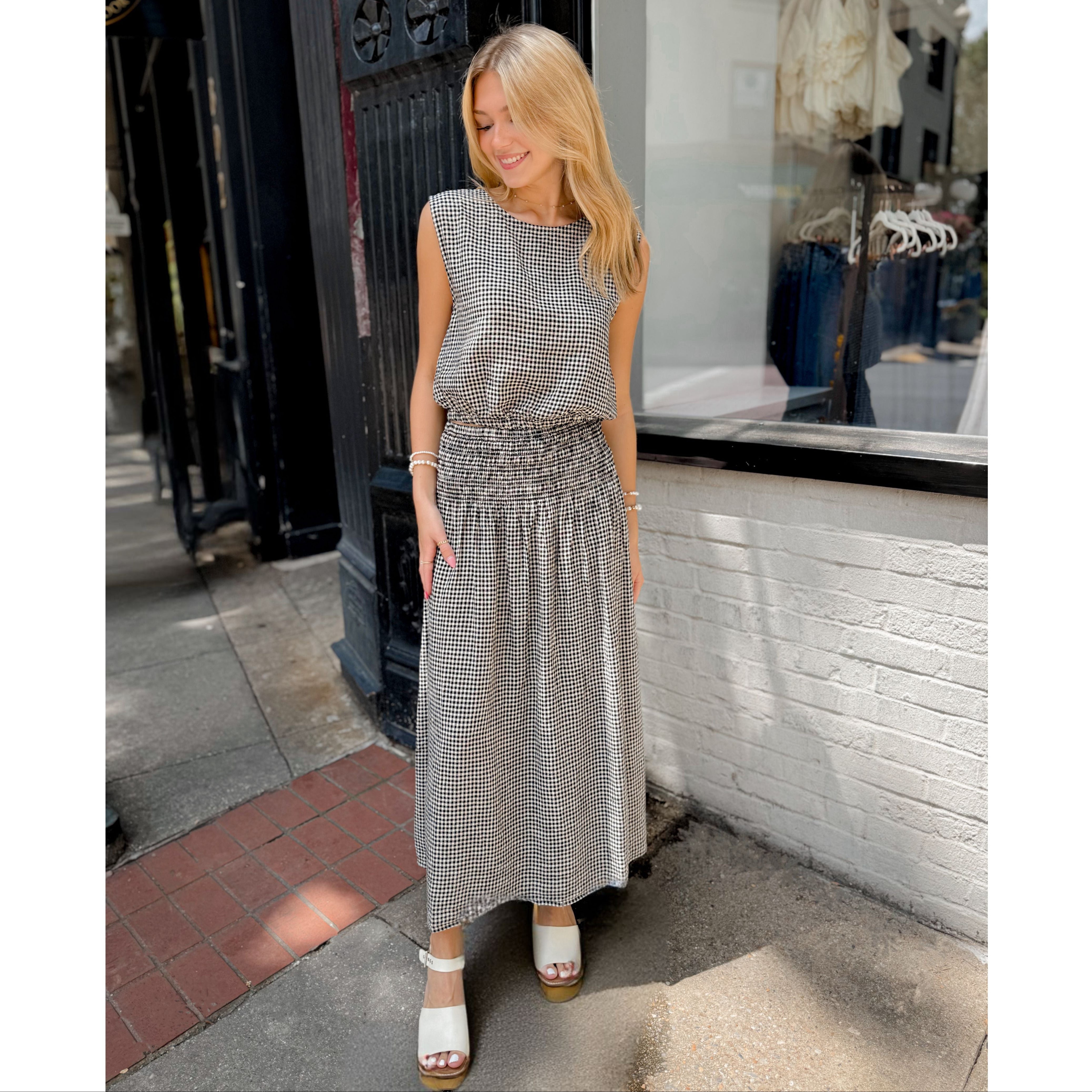 Brooke Gingham Maxi Skirt - Joanna A. Boutique