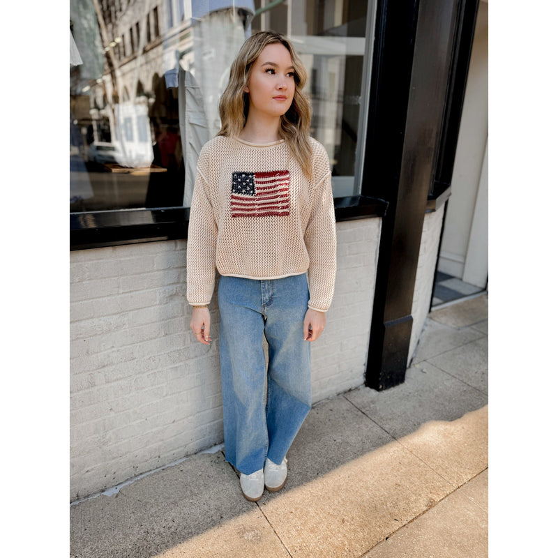 Flag Embroidered Sweater