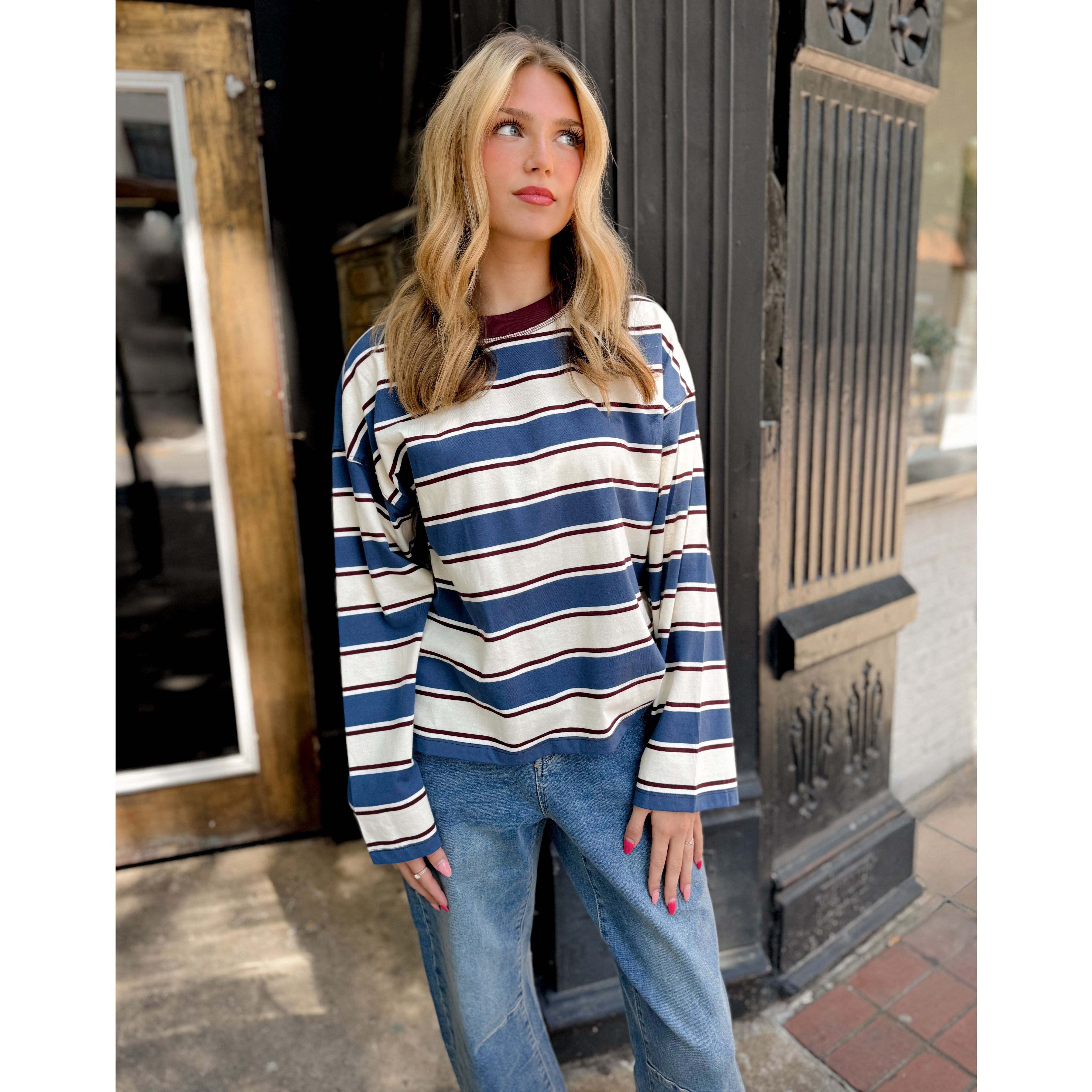 Salinas Easy Long Sleeve | Cove Stripe - Joanna A. Boutique