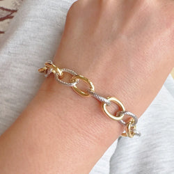 Cabled Two Tone Link Bracelet - Joanna A. Boutique