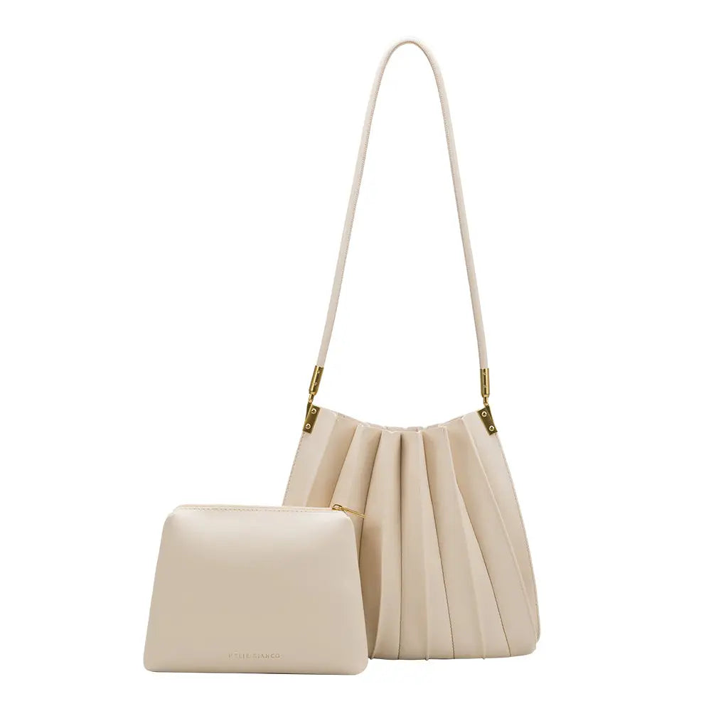 Carrie Pleated Shoulder Bag | Ivory - Joanna A. Boutique