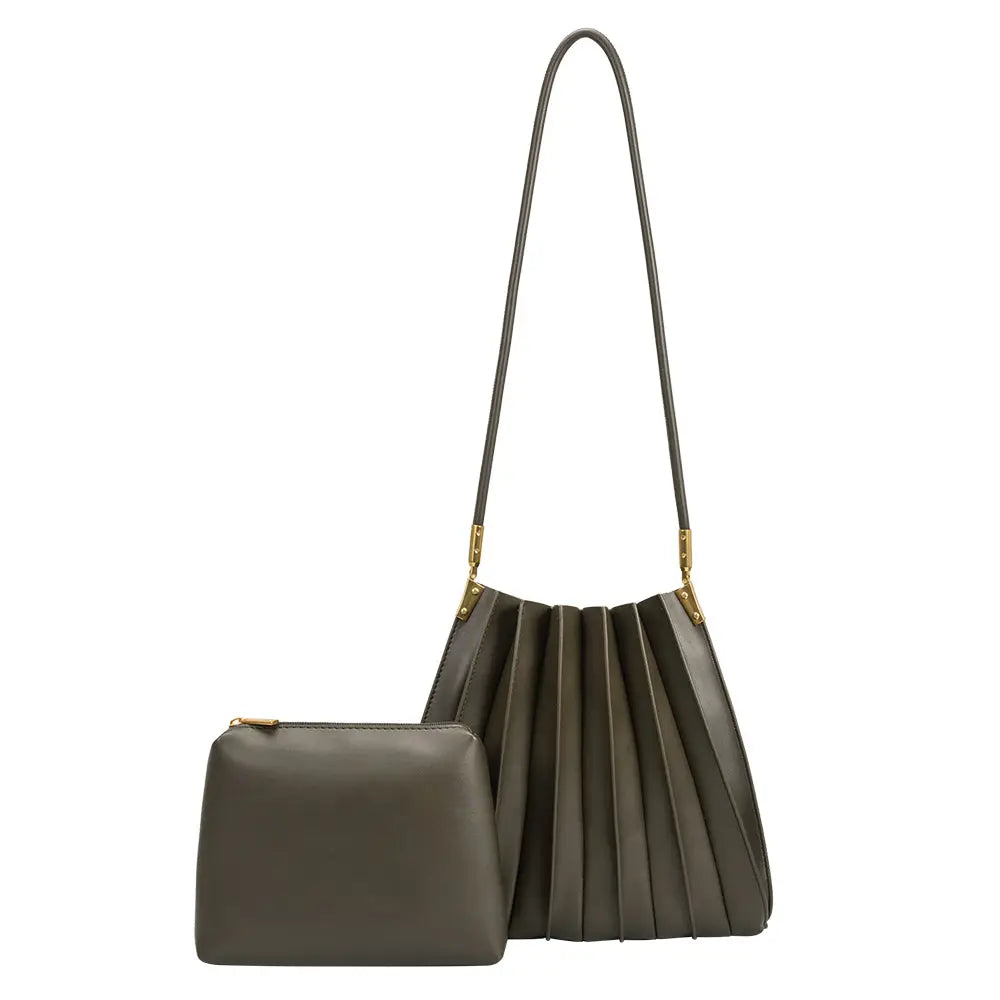 Carrie Pleated Shoulder Bag | Olive - Joanna A. Boutique