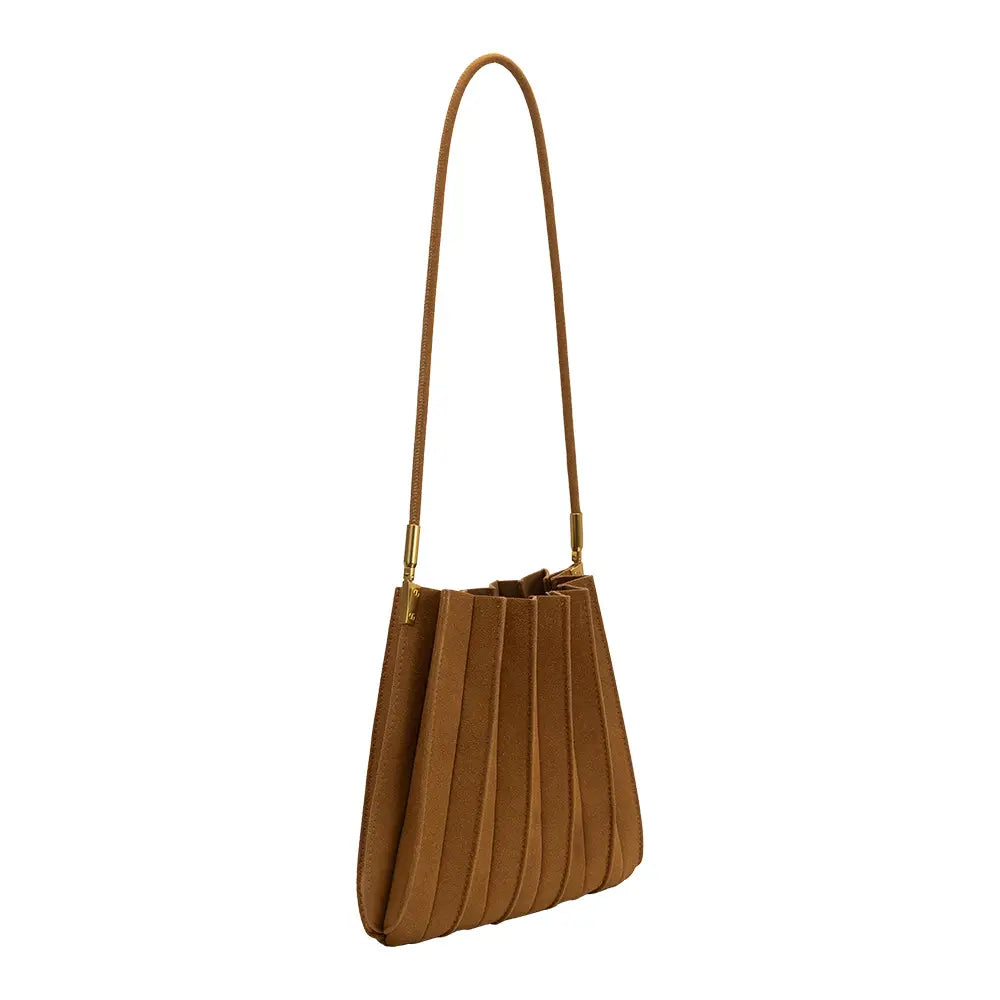 Carrie Suede Shoulder Bag | Camel - Joanna A. Boutique