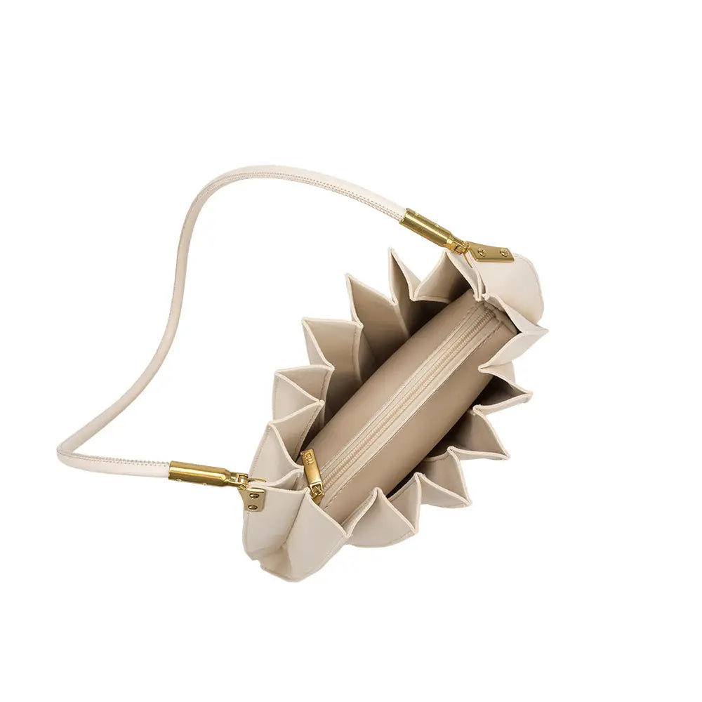 Carrie Pleated Shoulder Bag | Ivory - Joanna A. Boutique