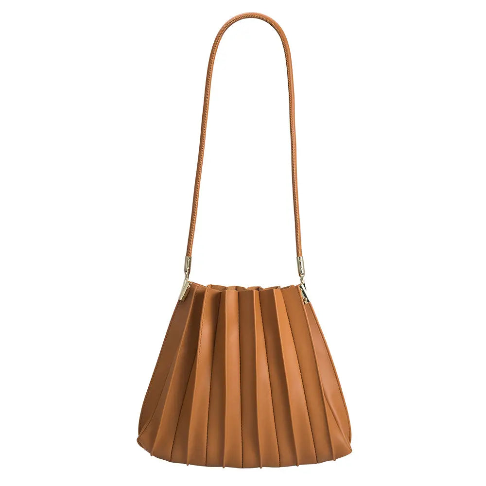 Carrie Pleated Shoulder Bag | Tan - Joanna A. Boutique