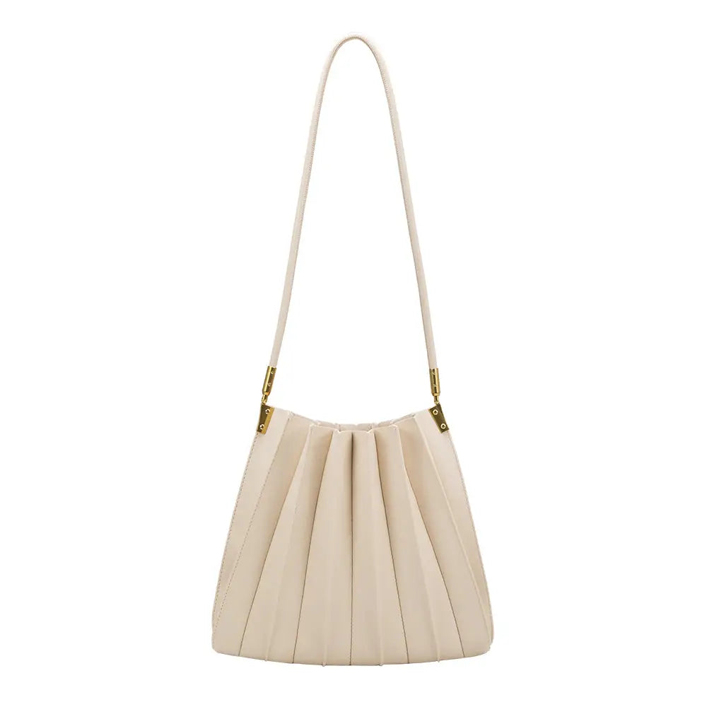 Carrie Pleated Shoulder Bag | Ivory - Joanna A. Boutique