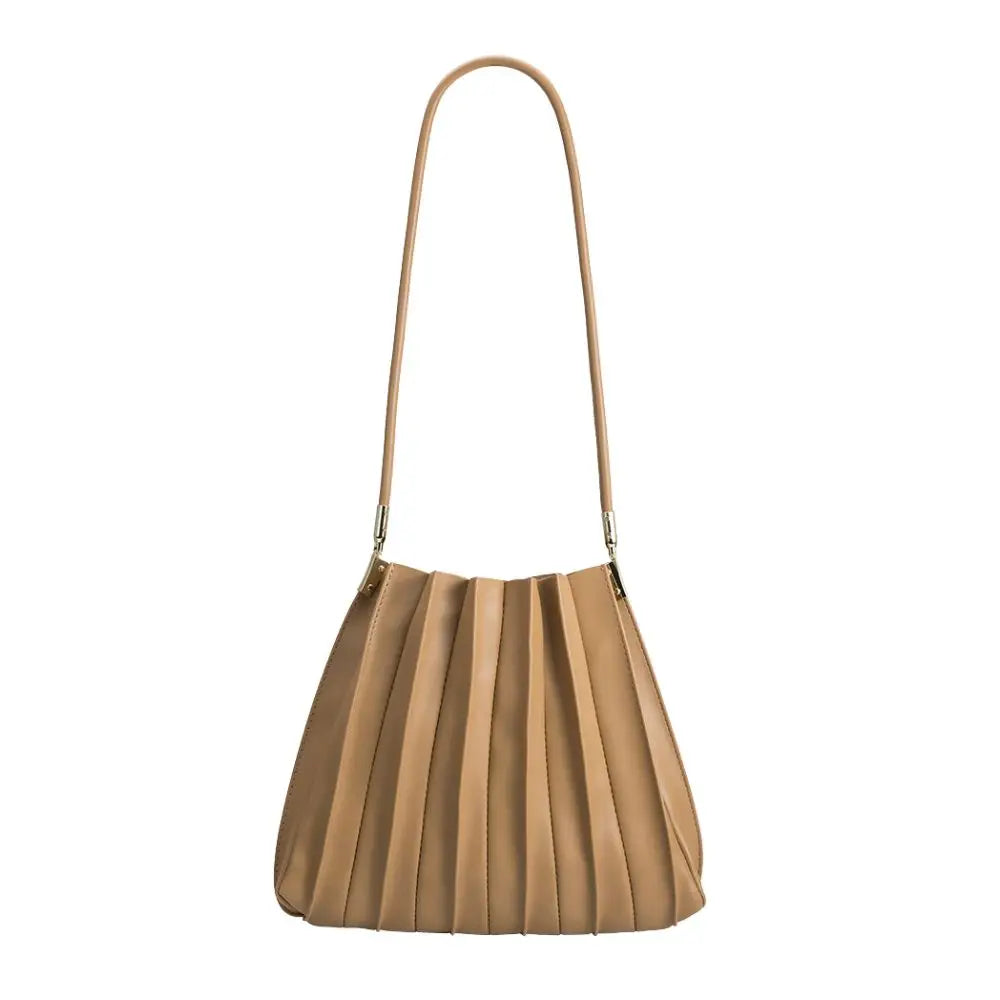 Carrie Pleated Shoulder Bag | Taupe - Joanna A. Boutique