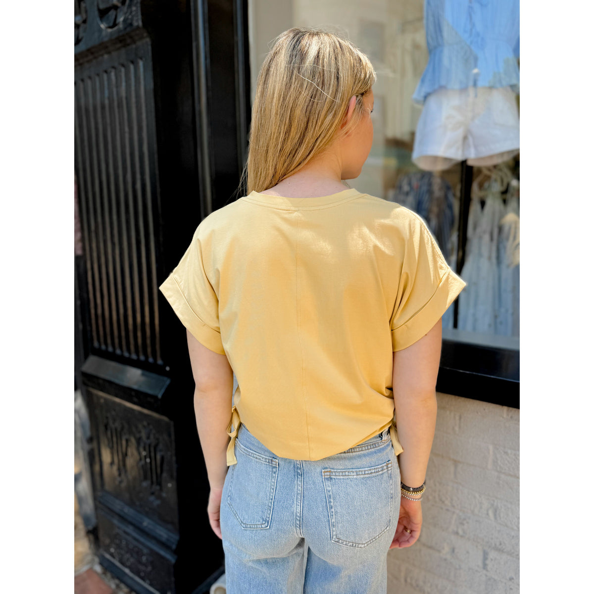 Gracie Ruched Tee | Lemon - Joanna A. Boutique