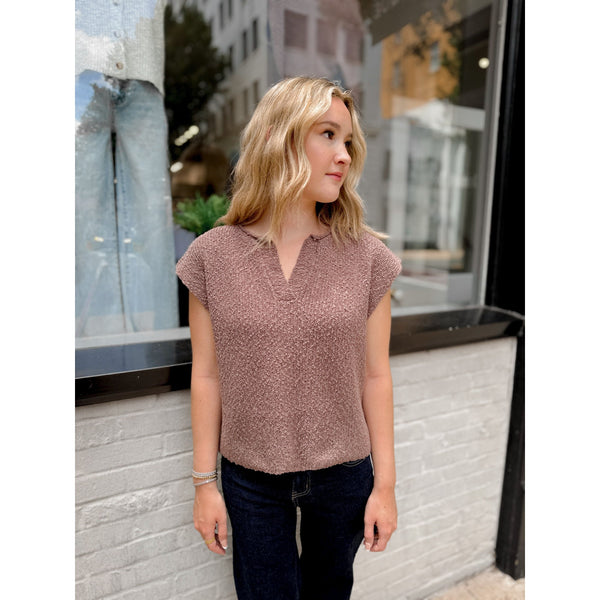 Alex Slub Knit Top | Mocha