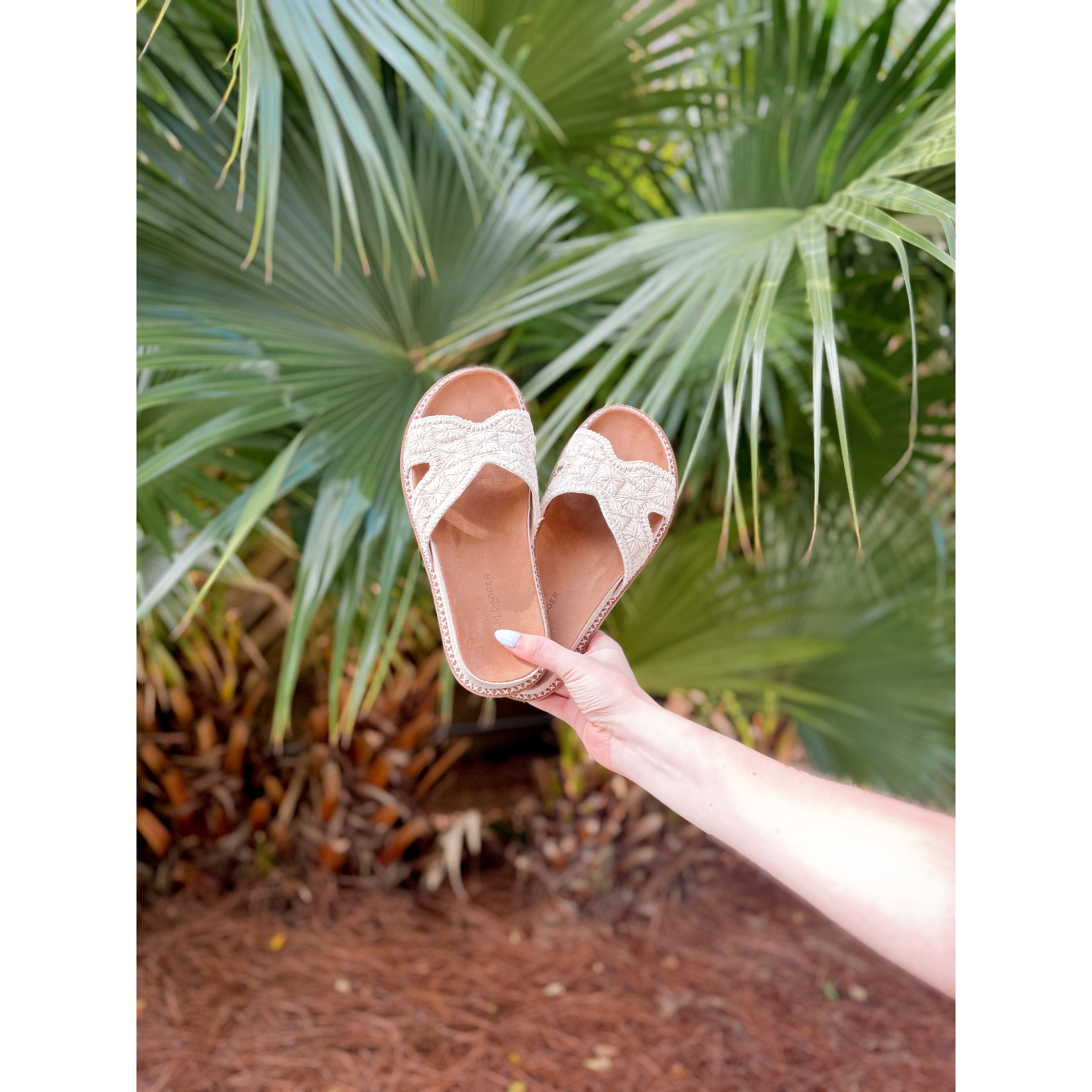 Shay Raffia Slide | Salt - Joanna A. Boutique