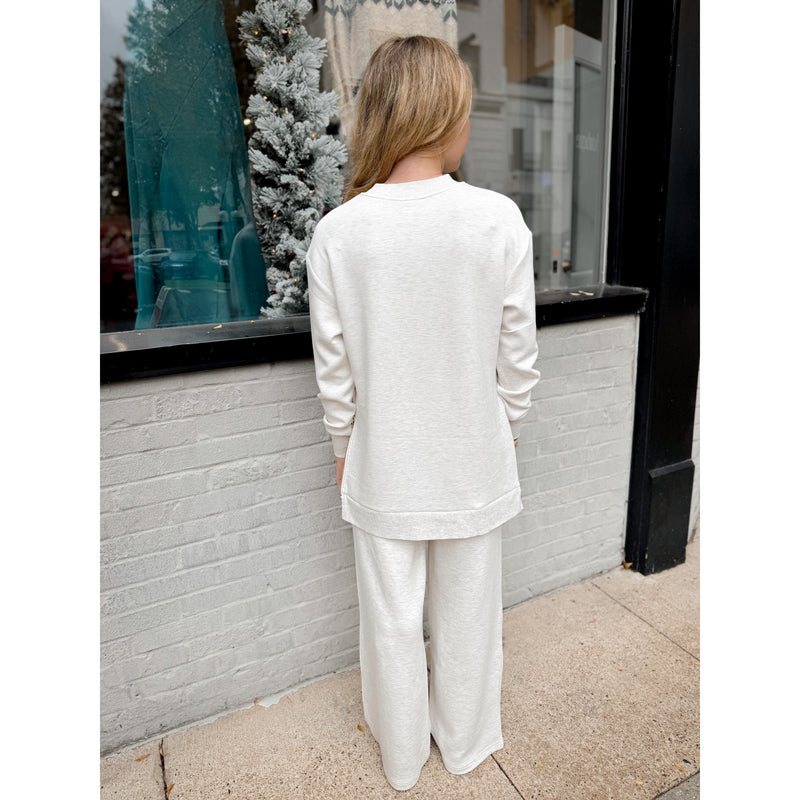 Wide Leg Pant 30 | Ivory Marl