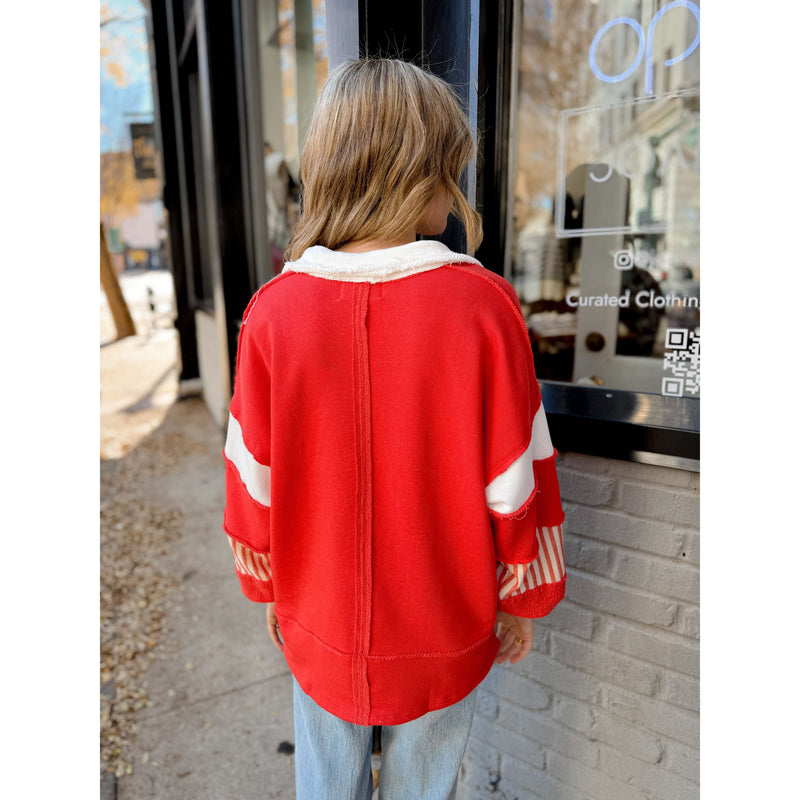 Billie French Terry Pullover | Red