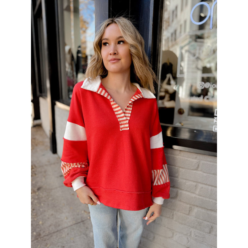 Billie French Terry Pullover | Red