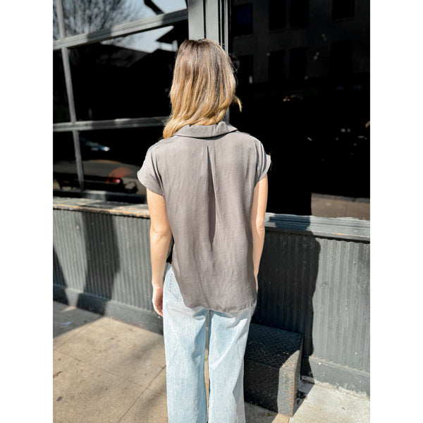 Mika Button Down Top | Charcoal - Joanna A. Boutique