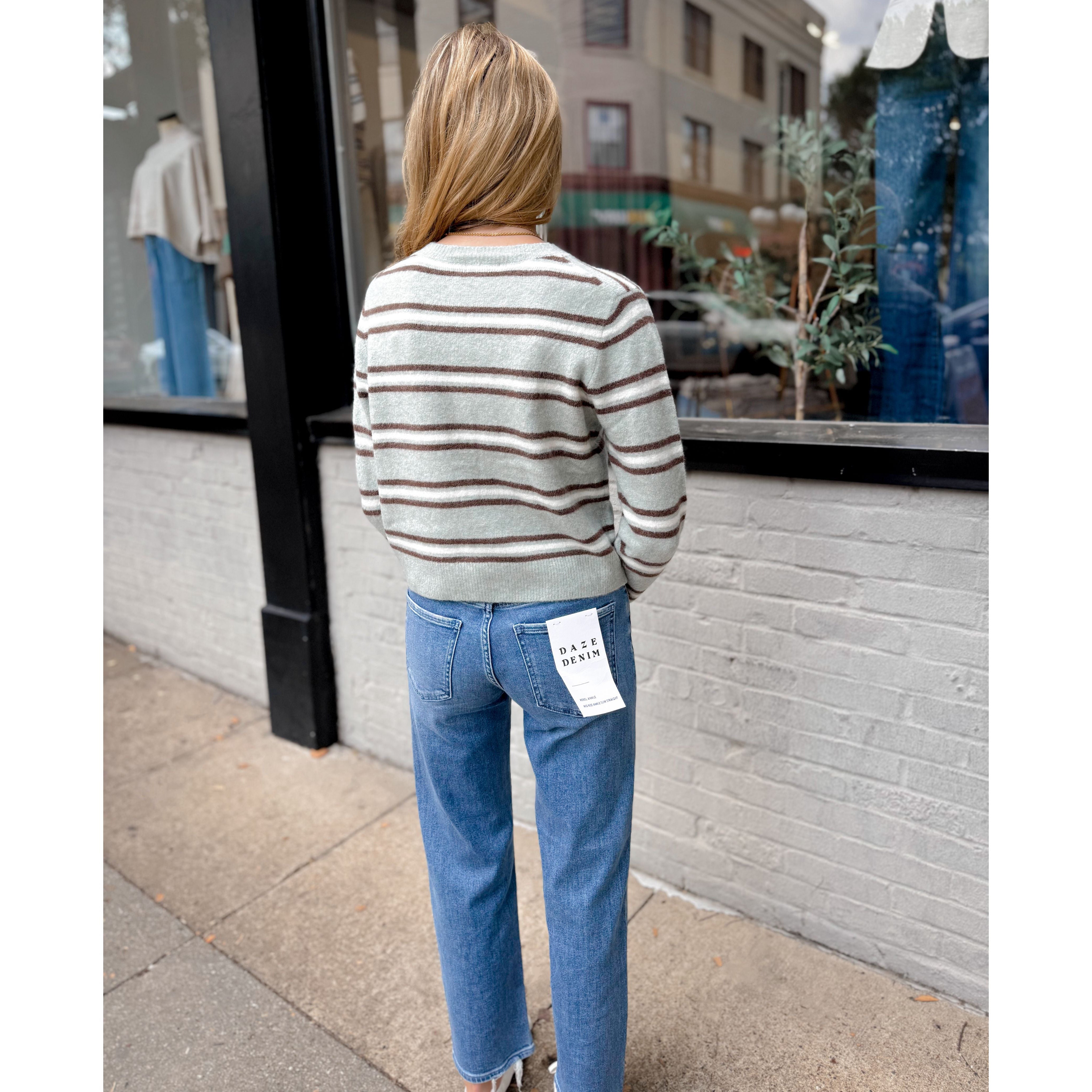 Medina Stripe Cardigan | Aqua Cloud - Joanna A. Boutique