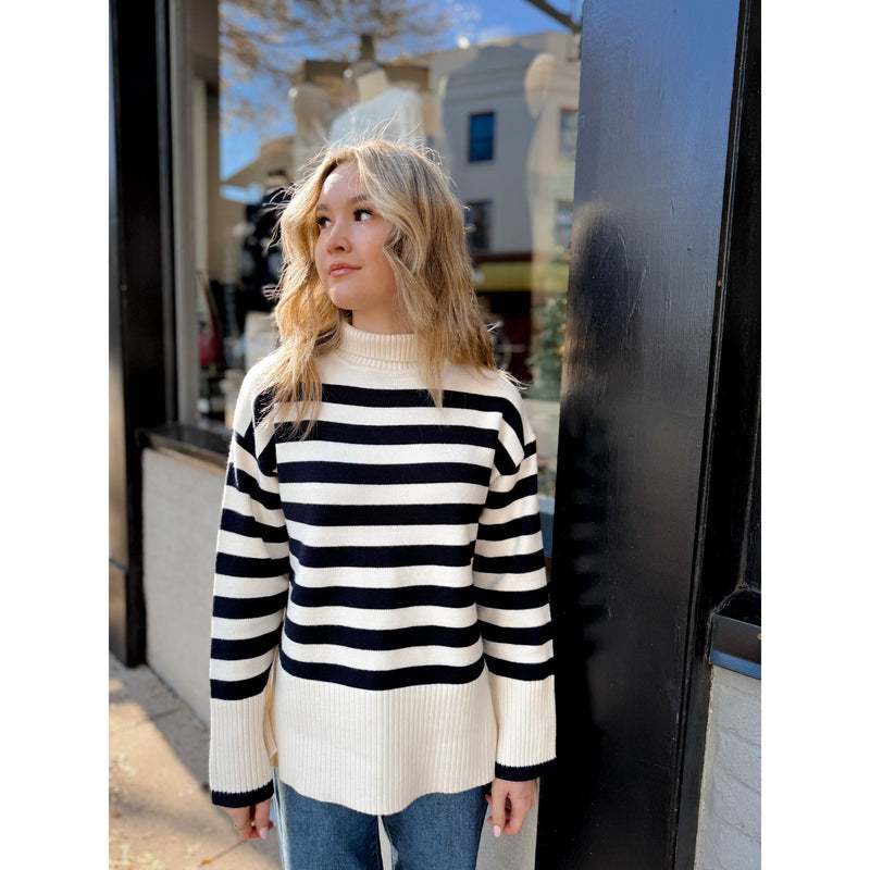 Elsie Striped Sweater | Navy