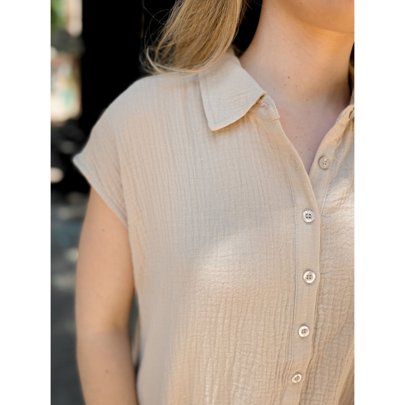Irina Gauze Top | Taupe