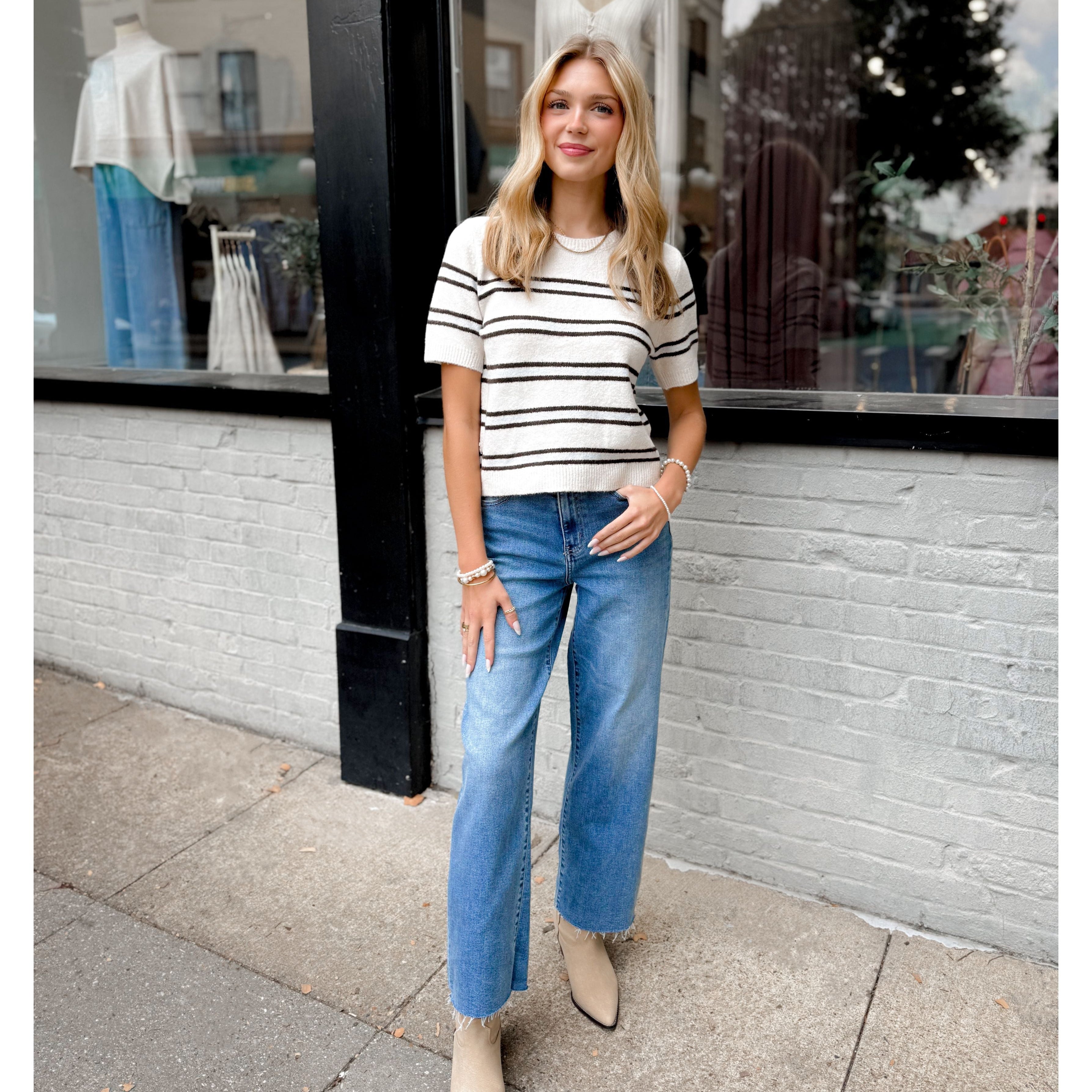 Gatewood Stripe Sweater | Oatmeal Heather - Joanna A. Boutique