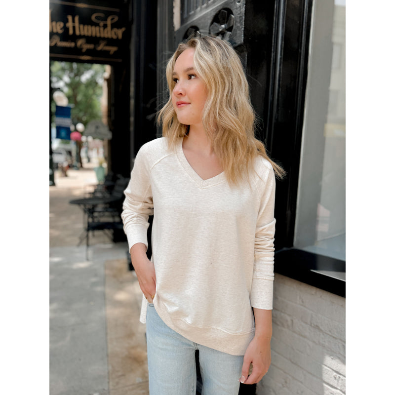 Weekender V Neck | Light Oatmeal Heather