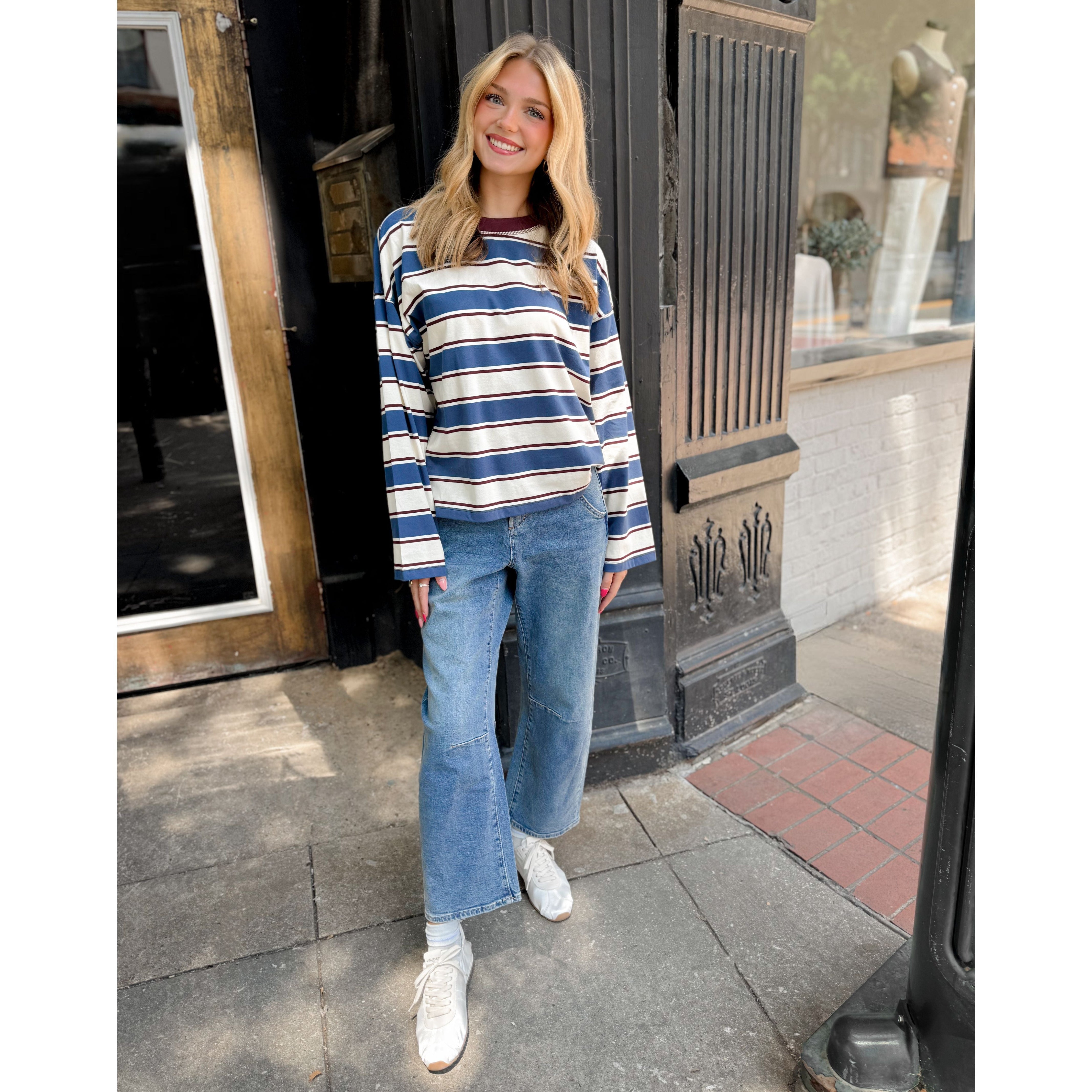 Salinas Easy Long Sleeve | Cove Stripe - Joanna A. Boutique