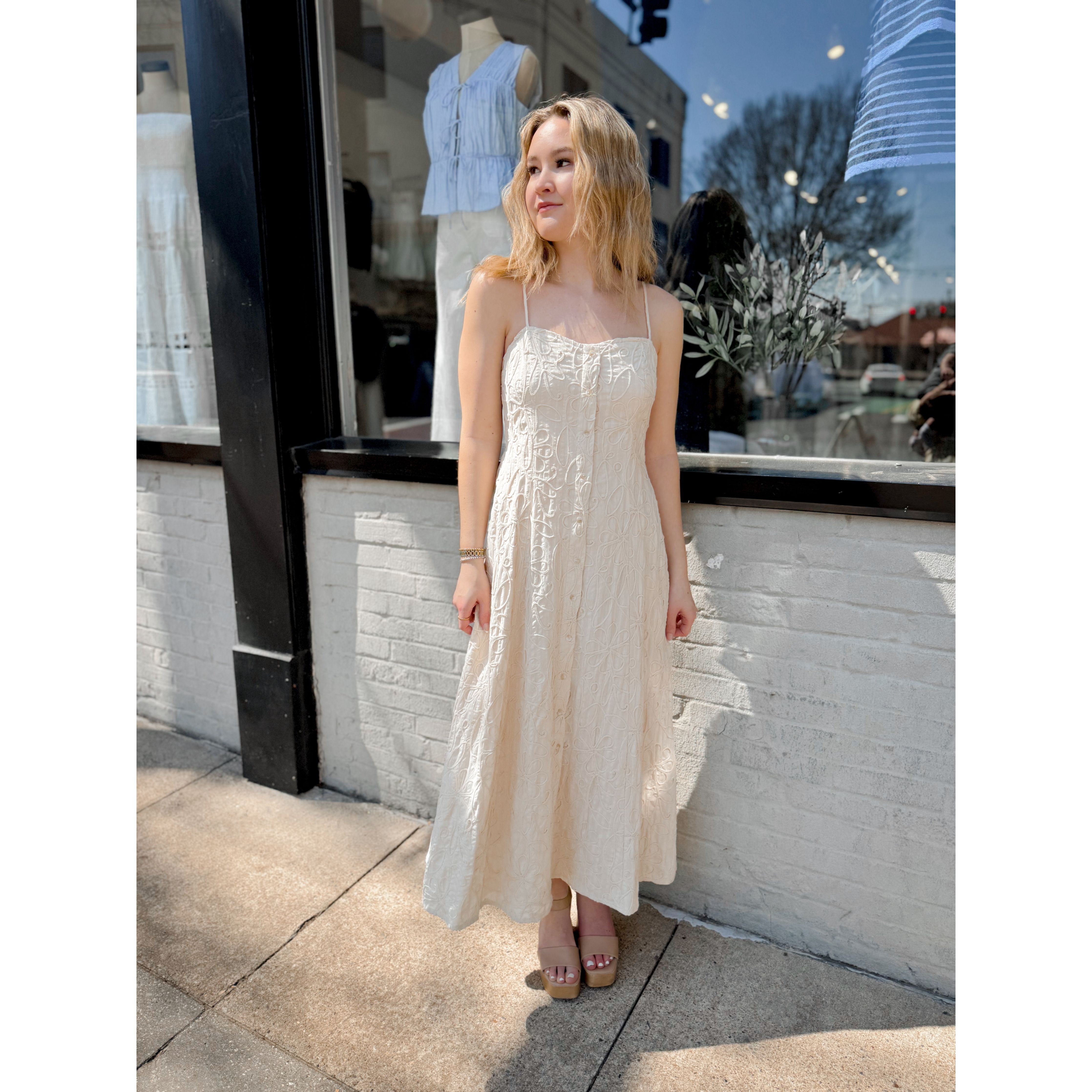 Angel Eyes Textured Midi Dress - Joanna A. Boutique
