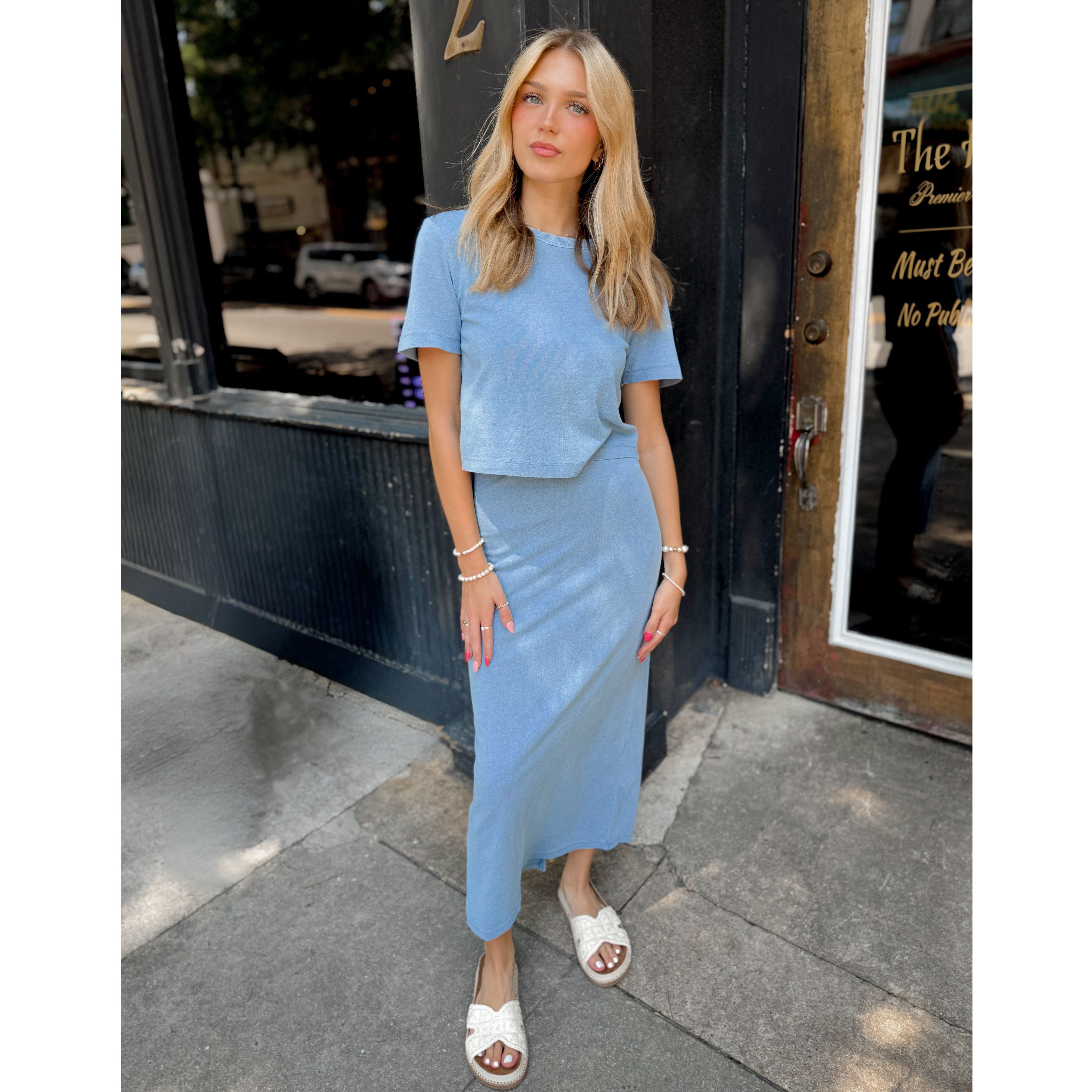 Stellan Jersey Denim Tee - Joanna A. Boutique