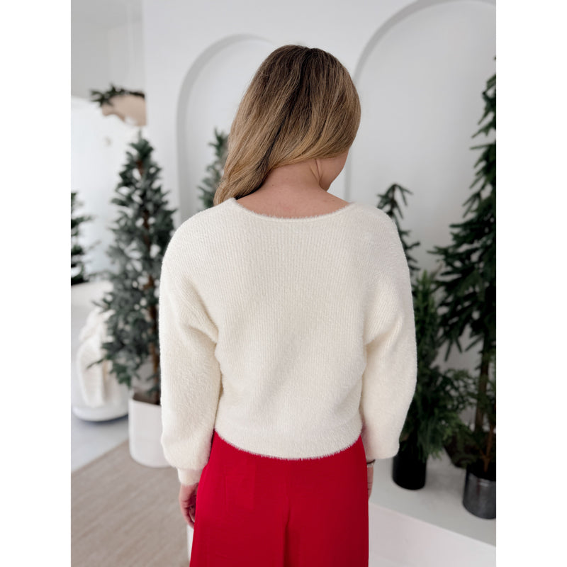 Sadira Fluffy Cardigan | Warm White
