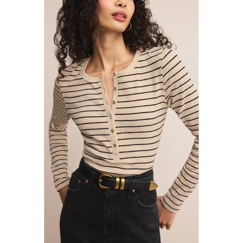 Eve Striped Henley - Joanna A. Boutique