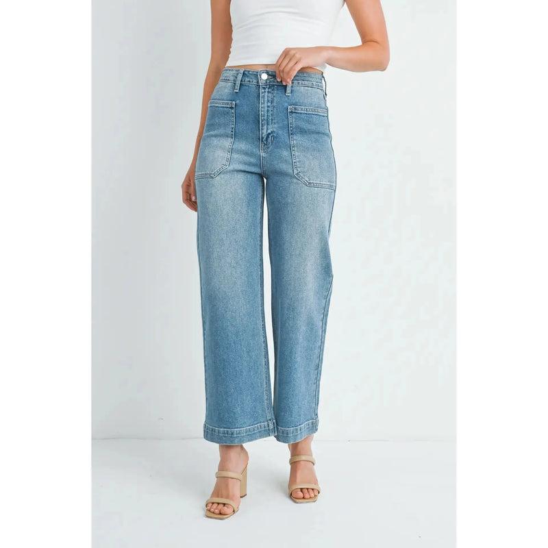 Evie Utility Jeans | Medium Denim