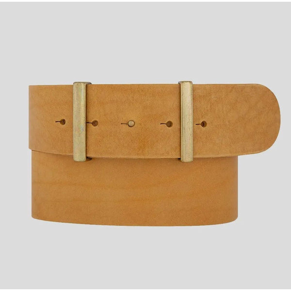 Julia Gold Buckleless Leather Belt | Ochre Yellow - Joanna A. Boutique