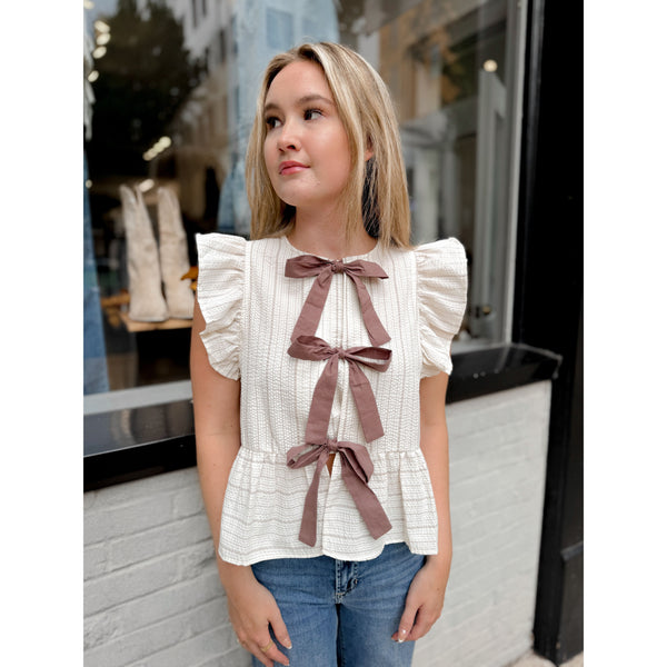 Faye Tie Front Top | Mocha