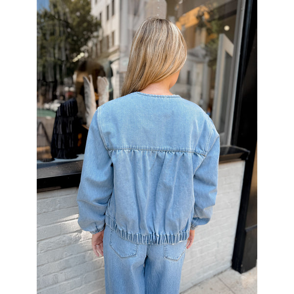 Clara Denim Bomber Jacket - Joanna A. Boutique