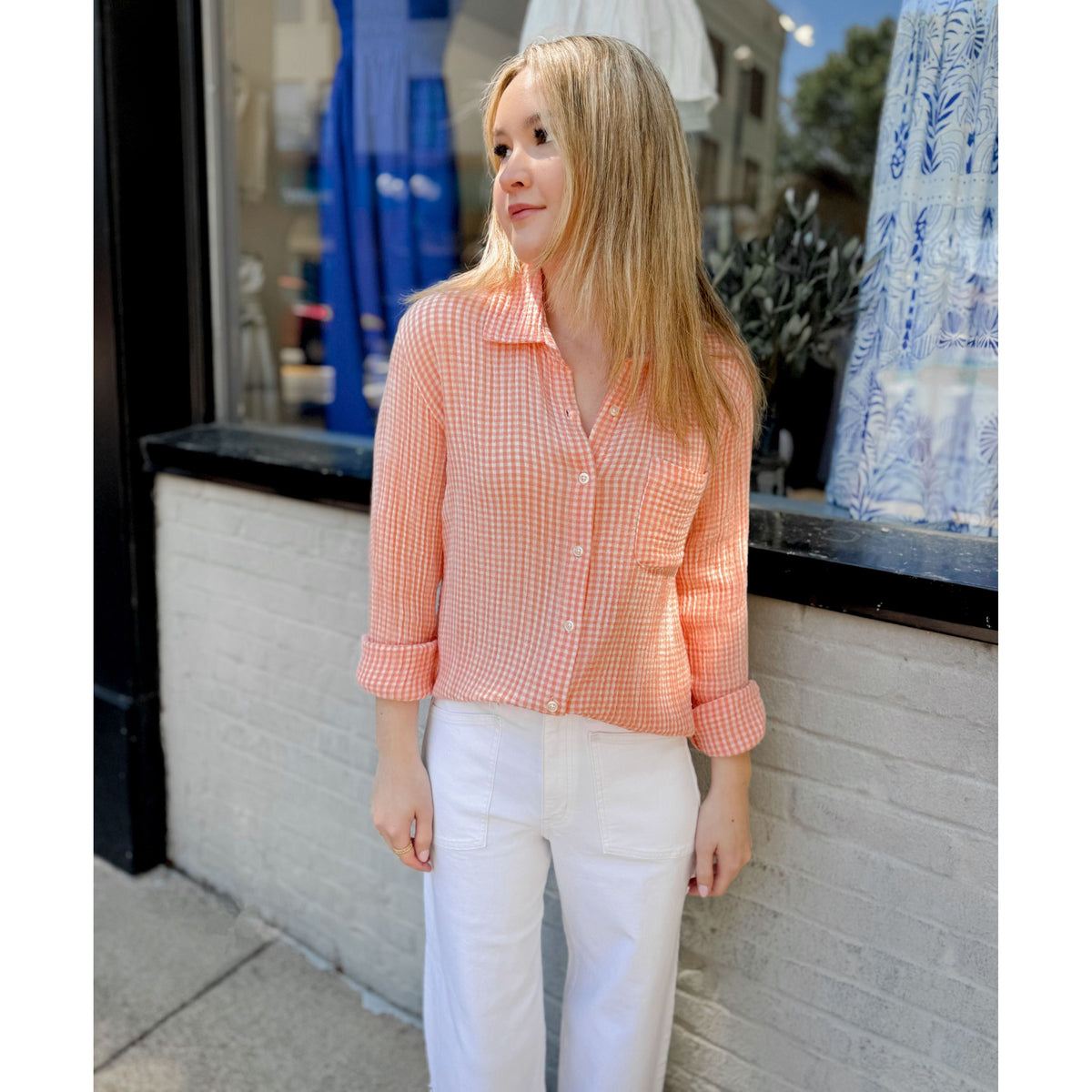 Classic Gingham Top | Cantaloupe - Joanna A. Boutique