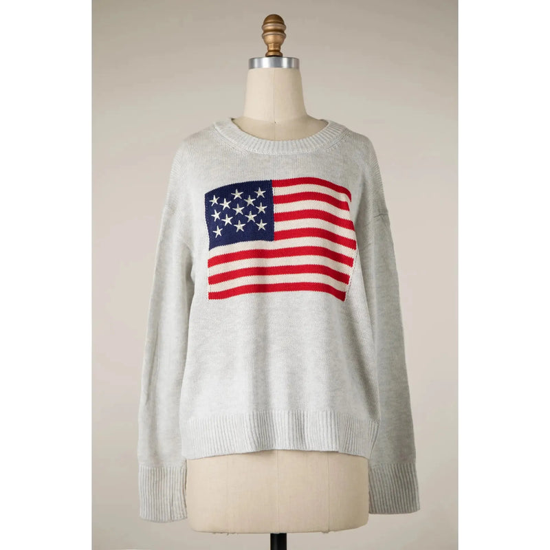 Flag Knit Sweater | Gray